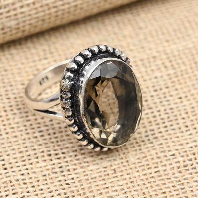 Rauchtopas Edelstein 925 Sterling Silber Handgefertigter wunderbarer Schmuckring