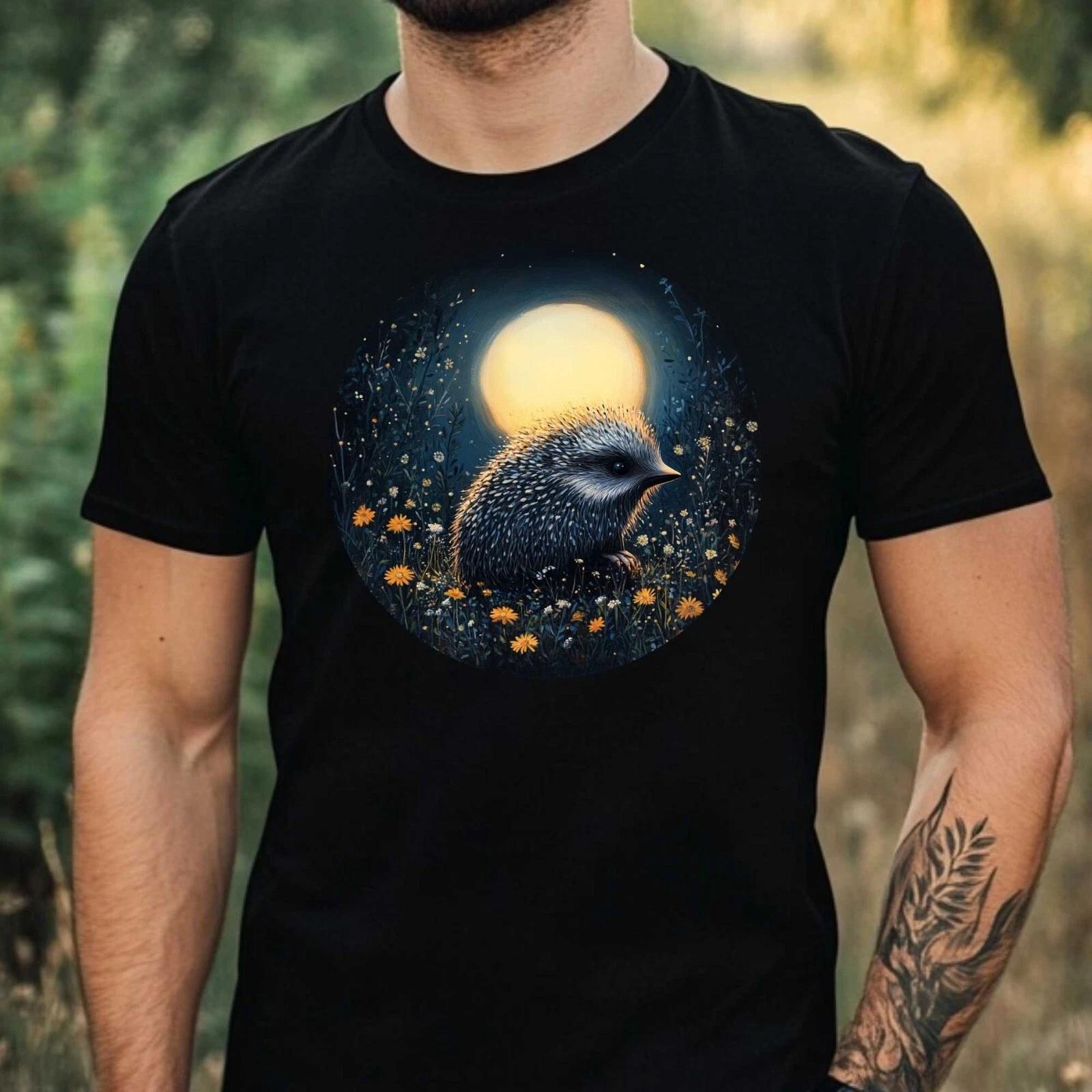 T-Shirt Herren Igel im Mondlicht Motiv Baumwolle Größe XS bis 5XL XS