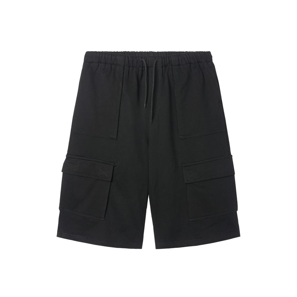 APOSTROPHE COMMA Multi-Pocket Cargo Wide Shorts_Black