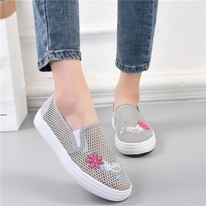 Women's Tennis Shoes Anti Slip Casual Sports White Shoes Shallow Mouth Shoes Flat Shoes Breathable