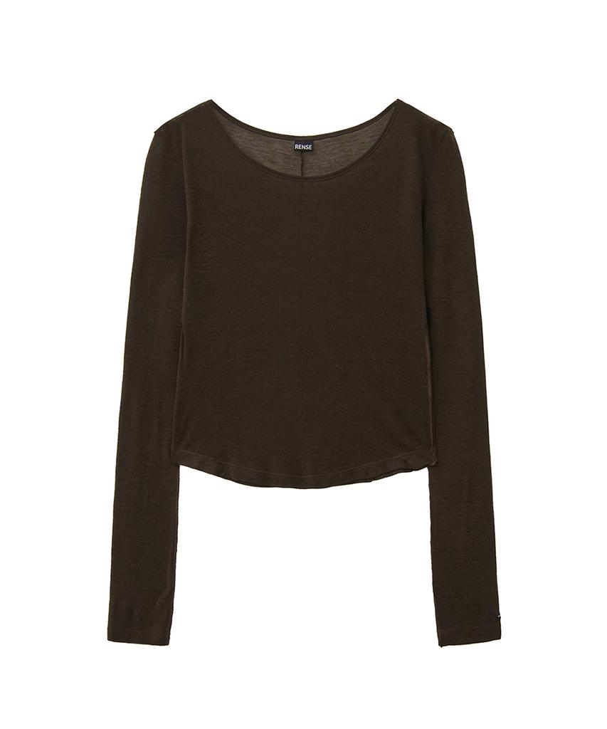 Lense Sheer Layered Long Sleeve Tee Brown
