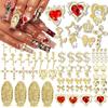 Mest säljande Vintage Ljus Lyx Guldlegering Nageldekorationer: Fjäril, Stjärna och Ros Blomma Set