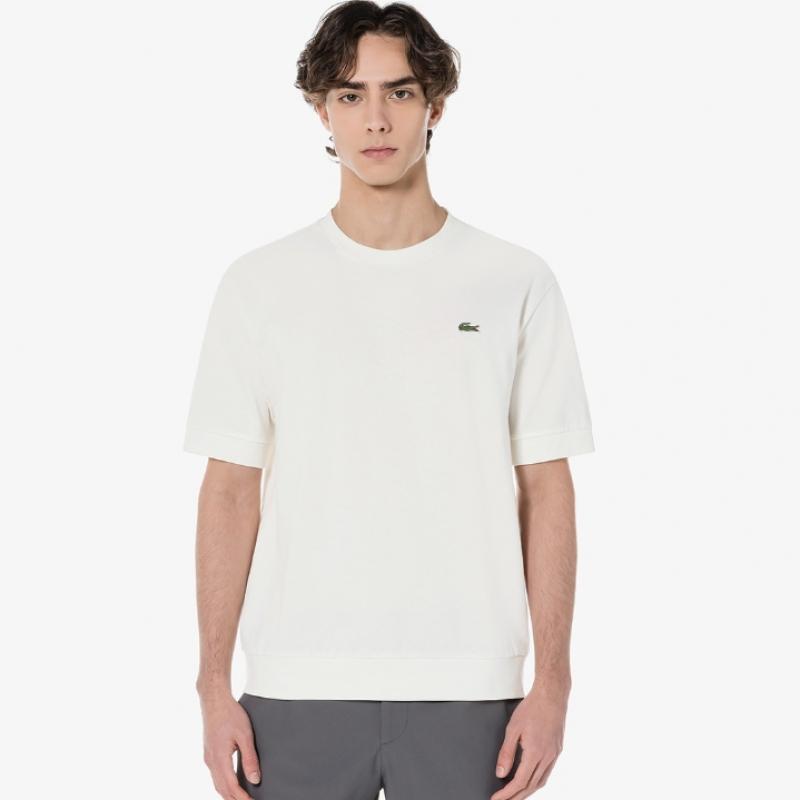 LacoSTe Men S OverfiT OTToman Solid T ShirT [cream]