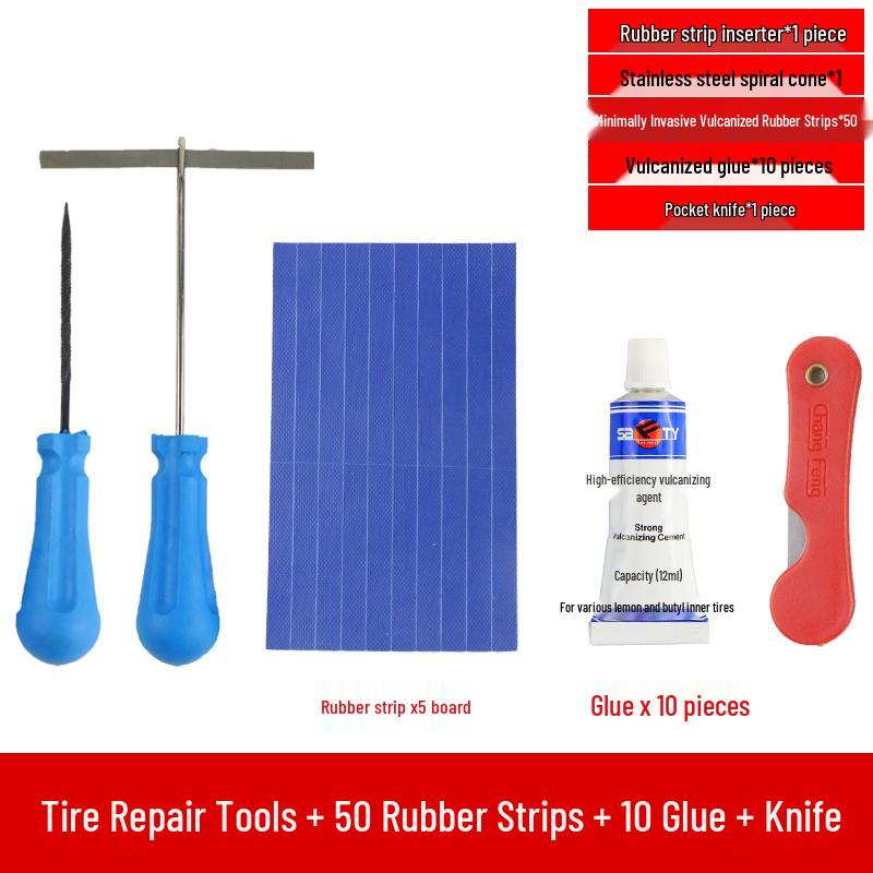 Electric Car & Motorcycle Tire Repair Set with Vacuum Strips - Quick, Minimal Invasive Fix