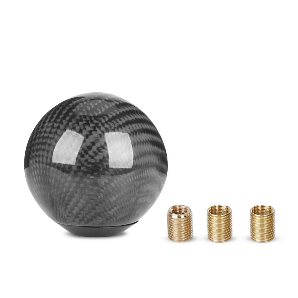 Universal Real Carbon Fiber Car Gear Shift Knob Head Shifter Aluminum Round Ball Shape M8x1.25 M10x1.25 /x1.5 Shift Lever knob