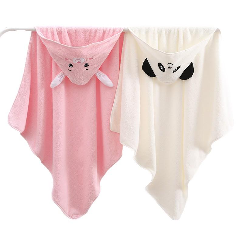 Infant Cartoon Hooded Bath Towel & Swaddle Blanket - Absorbent and Cute Baby Cloak