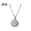 Rotatable Rhinestone Flower Pendant Necklace for Women Titanium Steel Shiny Cubic Zircon Flower Choker Wedding Party Jewelry