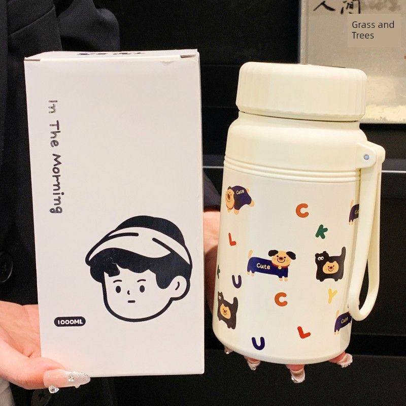 1000ml Large Capacity Thermos Cup Girl Cute with Tea Infuser Tea Kettle 2024 New Arrival Accompanying Water Cup