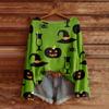 Women's Halloween Sweater, Bohemian Vintage Pattern Print Long Sleeve Knit Pullover