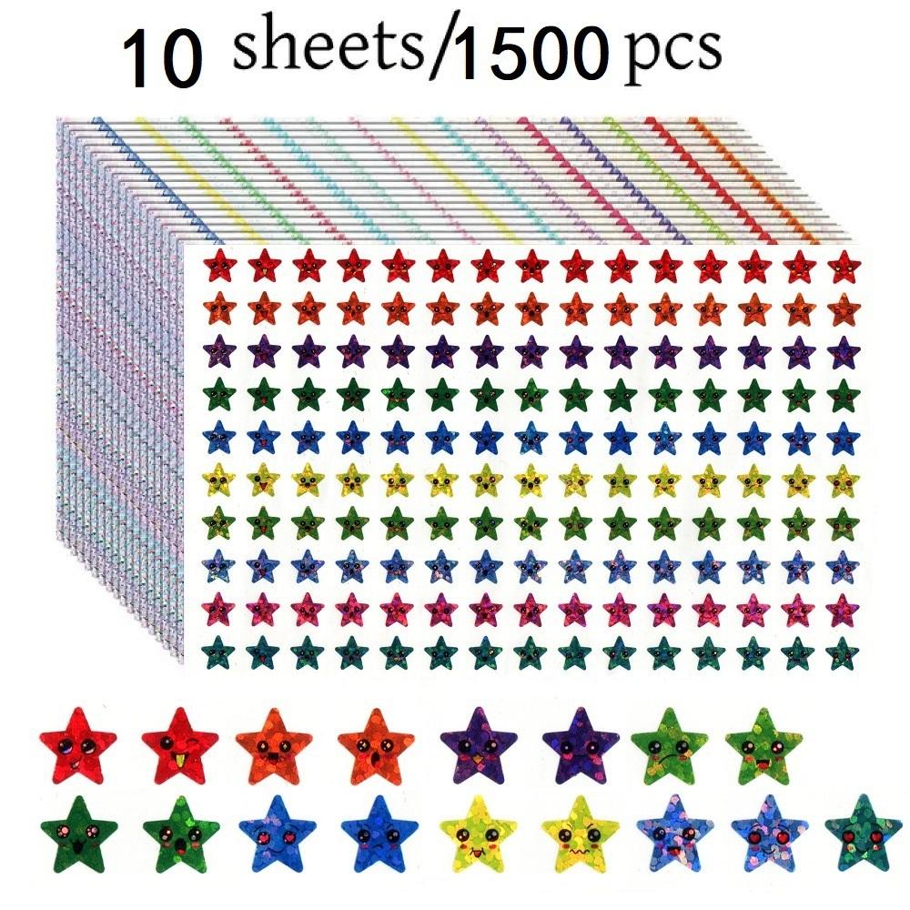 1500 Star Stickers Reward Chart Set – 10 Sheets, Holographic & Classic Designs For Kids, Students, Teachers – Positive Reinforcement Stickers