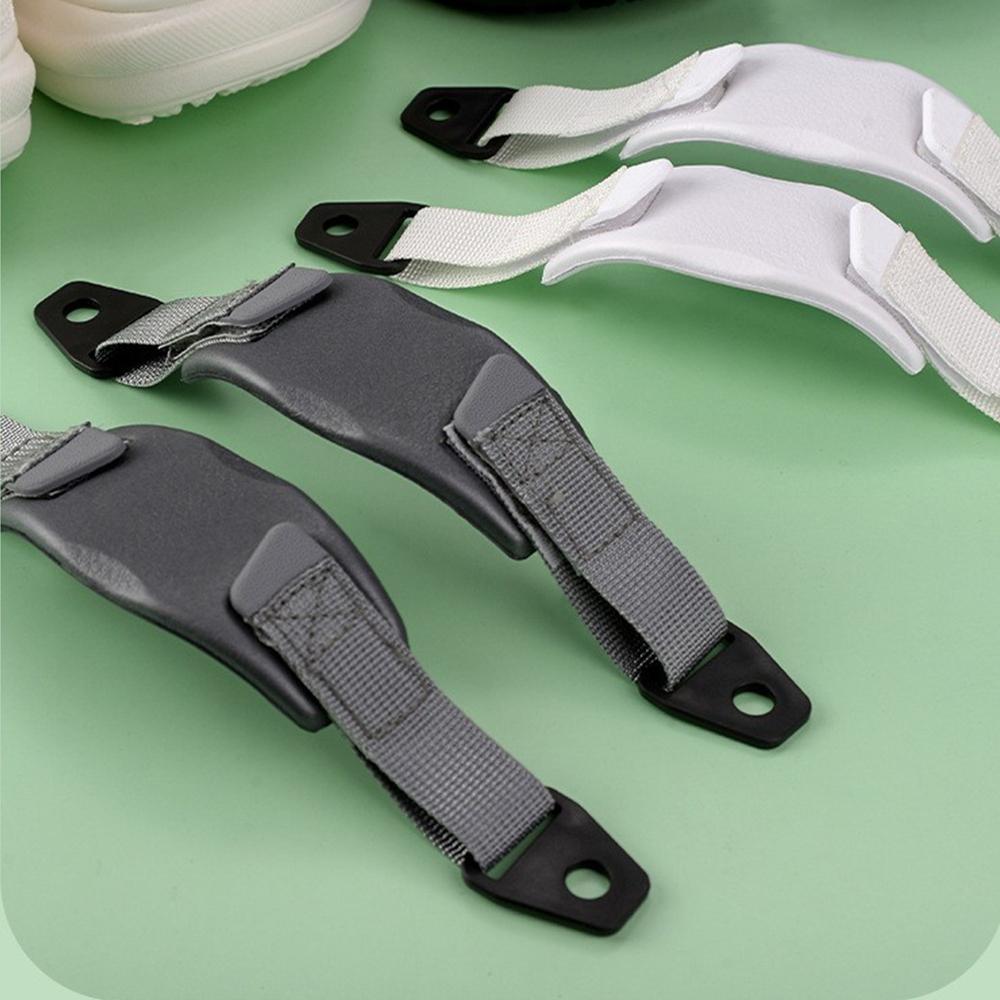 1 Pair Of Hole Shoes Back Strap With Fixed Buckle, Grey