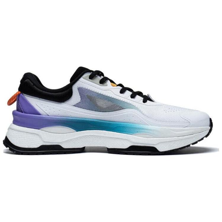 New LiNing Exceed 7 Cushioning Anti Slip Wear Resistant Breathability Low Top Casual Shoes Men's White Purple AGLT091-5