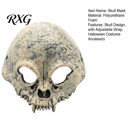 Skull Half Face Mask Halloween Mask, Horror with Adjustable Strap, Masquerade Durable for Men Adults, Cosplay Costume Party Props Hollowed Eye