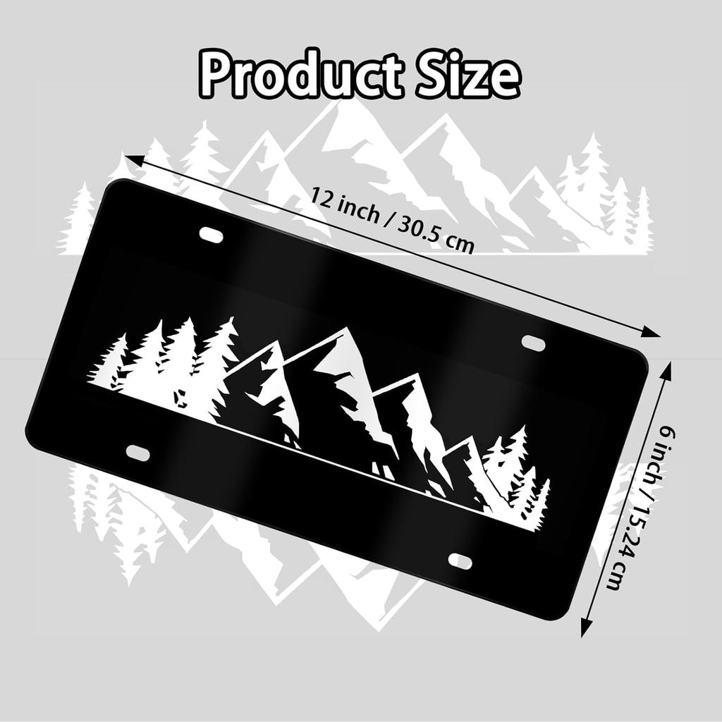 Mountain License Plate Mounta Front License Plate Peak Aluminum Decorative Licenses Plates, Natural Novelty Vanity Tag Black Car Plates, Car Tag With