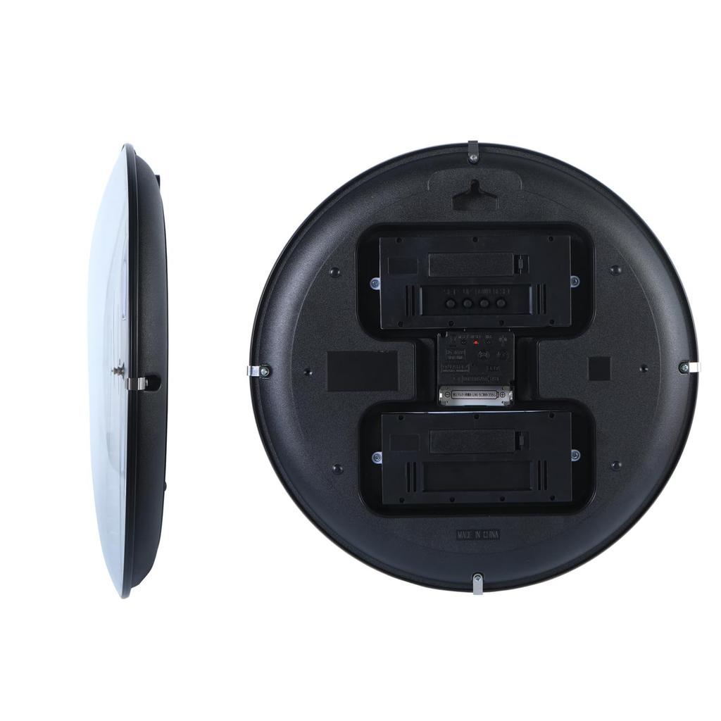 Nbdeal Wall Day of the Diameter Second Hand Stop Spherical Gray Clock, Radio-Controlled Clock, Temperature, Humidity, Date, Week, 33.5cm, Analog,