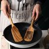 2PCS Wooden Spatula for Cooking Slotted Turner Spatula Long Handle Kitchen Utensils Set Wood Frying Spatula Cooking Baking Tools