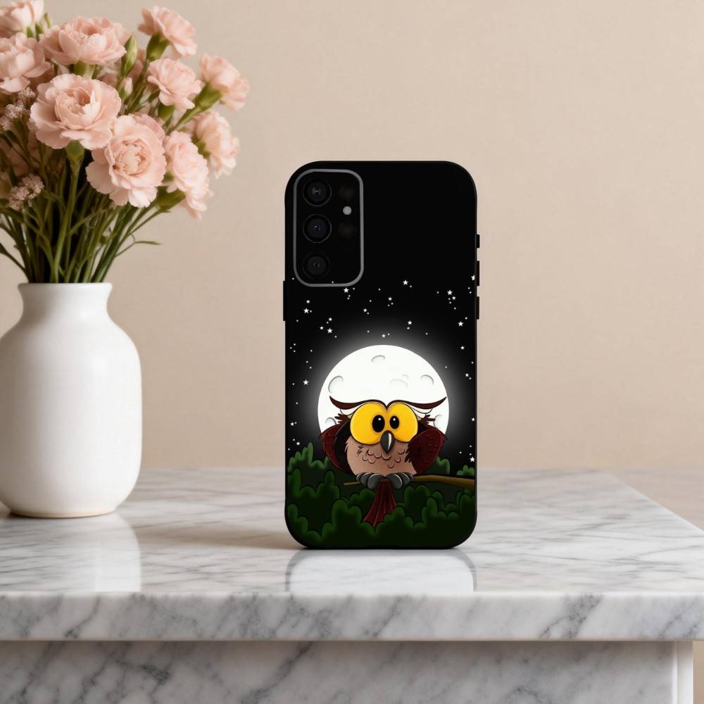 Cute Owl Art Phone Case For Samsung S25,S24,S21,S22,S23,S30,Ultra,S20,Plus,Others Soft Black Case