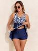 European and American Style Printed Two-Piece Skirted Tankini with Boyshorts Women's Swimwear