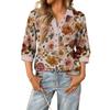 Damen modisches und lässiges Sommer V-Ausschnitt Patchwork Dreiviertelarm Blumenoberteil