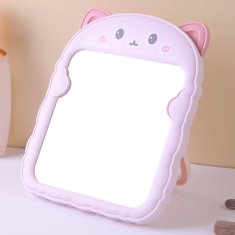 Cat Ear Mirror Makeup Mirror Folding Plastic Cute Single-sided Mirror Student Dormitory Makeup Mirror Desktop Desktop Mirror