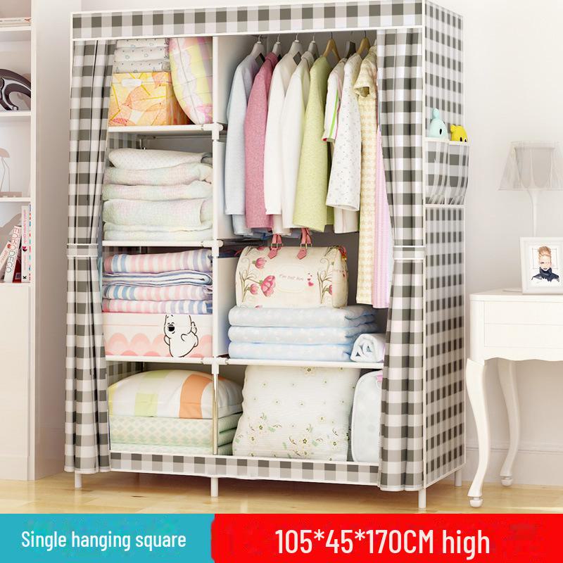 Simple Non-Woven Dustproof Folding Wardrobe with Steel Frame and Hanger