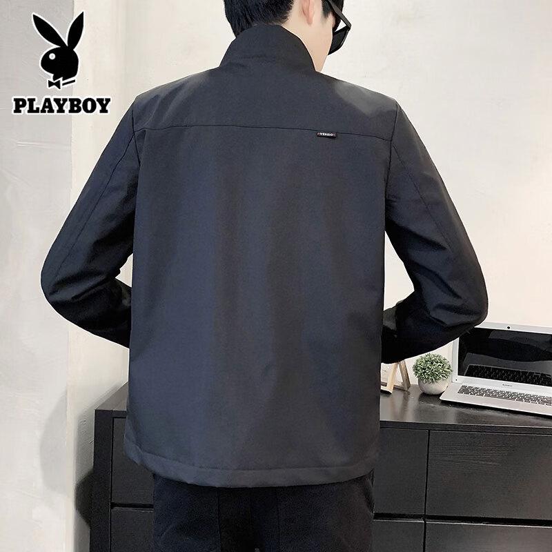 PLAYBOY Men's Stand-Collar Windproof Fleece-Lined Jacket