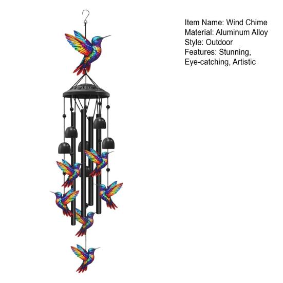 Metal Wind Chime for Outside Butterfly/Red Bird/Hummingbird Hanging Windchimes for Garden Patio Backyard Decor