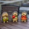 3 szt. Ceramiczne Figurki Jeży, Ręcznie Robiony Wystrój Ogrodu, Nie Wymagają Elektryczności, Ozdobne Akcenty Zewnętrzne/Wewnętrzne