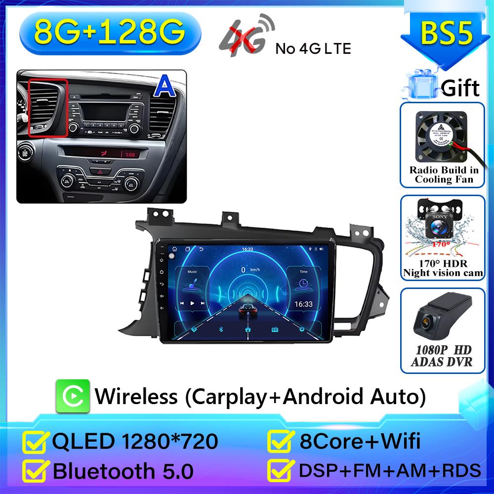 Autoradio Android 16 pour Kia K5 Optima 2011-2015 GPS Android Auto Carplay Wifi 4G Autoradio Stéréo Sans écran 2din DVD