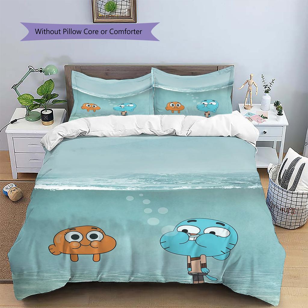The Amazing World of Gumball2 Pattern Bedding Quilt Set Home Decoration Gift (1 * duvet cover + 2 * pillowcase without core)