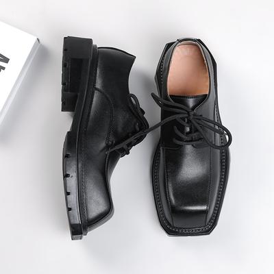 Chaussures Derby Décontractées en Cuir pour Homme Chaussures Tendance Personnalisées de Créateur à Bout Carré pour Homme Chaussures à Lacets à Semelle Épaisse Rehaussantes Nouvelles