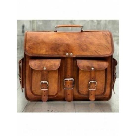 Leather Laptop Bag Satchel Messenger Men's Briefcase Vintage Handmade Genuine