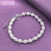 925 Sterling Silver Charm Pattern Bracelet Gift Fashion Jewelry