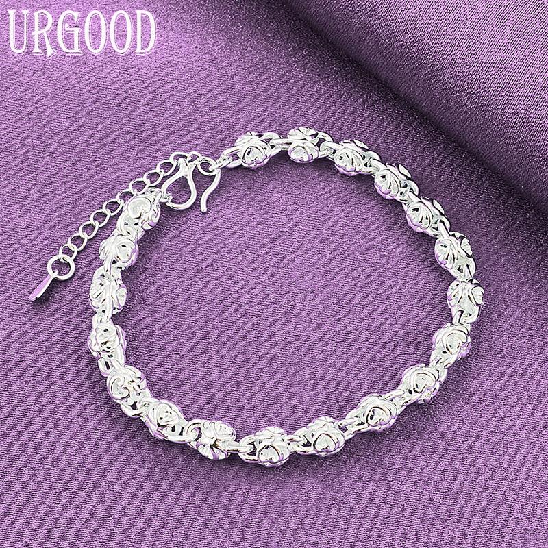 925 Sterling Silver Charm Pattern Bracelet Gift Fashion Jewelry