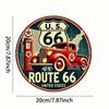 Vintage Route 66 Metal Tin Sign Retro Car Gas Pump Wall Art Plaque Garage Man Cave Decor Gift