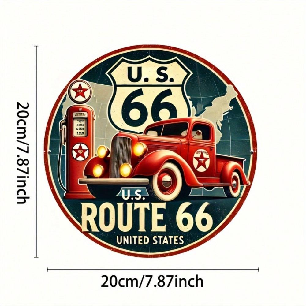 Vintage Route 66 Metal Tin Sign Retro Car Gas Pump Wall Art Plaque Garage Man Cave Decor Gift