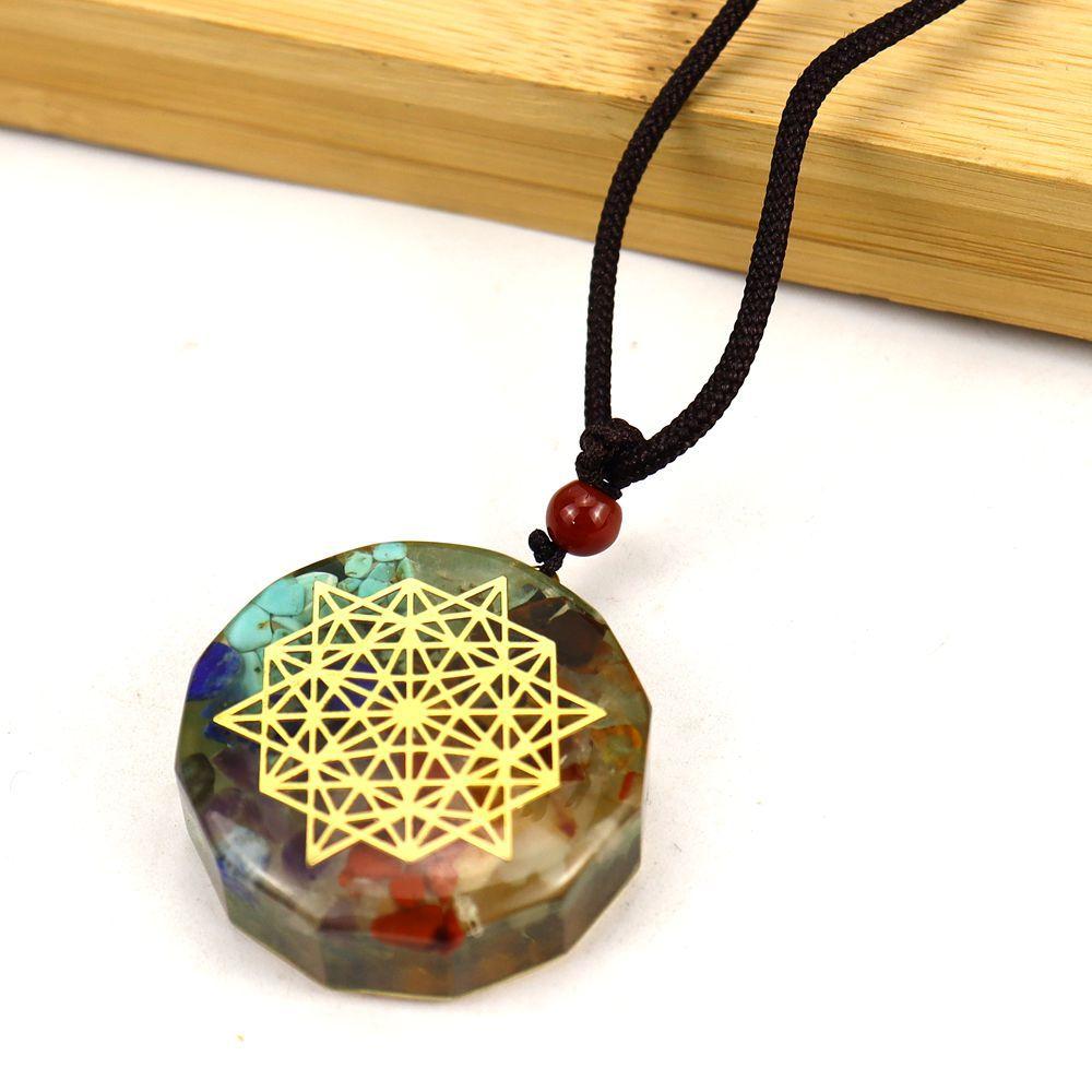 Colorful Stone Necklace Crystal Gravel Epoxy Craft Handmade Multilateral Geometric Pendant Making Yoga Pendant