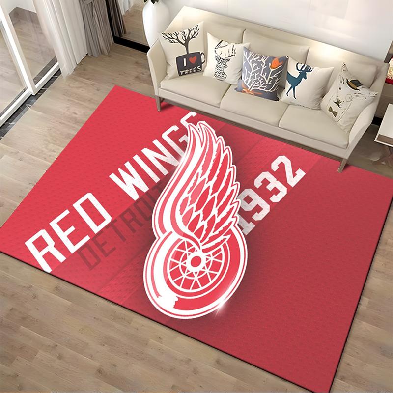 Detroit Red Wings Logo Design Rug Non-slip Rug Suitable for Living Room and Bedroom Sofas.