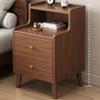 Modern New Chinese Style Nightstand - Narrow Solid Wood Bedside Table with Storage Drawer, Minimalist Bedroom Furniture