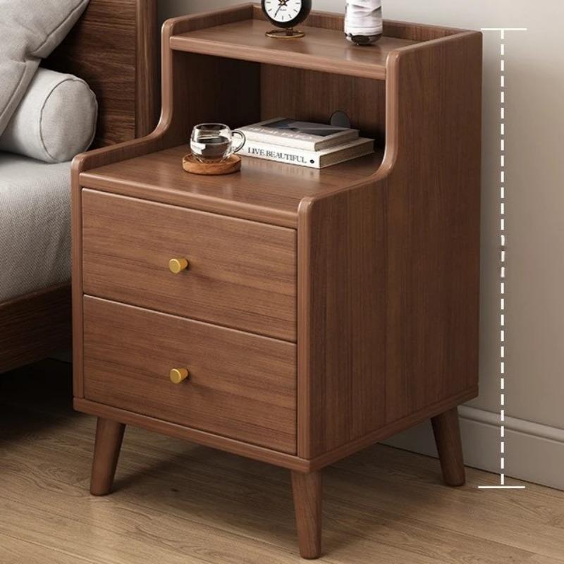 Modern New Chinese Style Nightstand - Narrow Solid Wood Bedside Table with Storage Drawer, Minimalist Bedroom Furniture