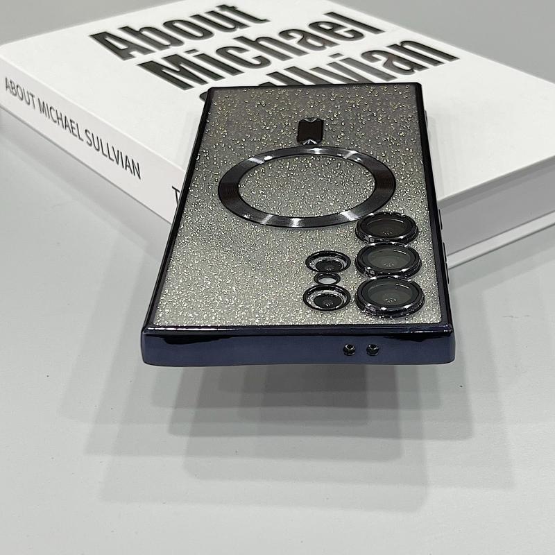 Luksus Glitter Trådløs Lading For Samsung Galaxy S24 S23 S22 S21 Ultra Plus Deksel Magnet MagSafe Allround Camera Cover Shell