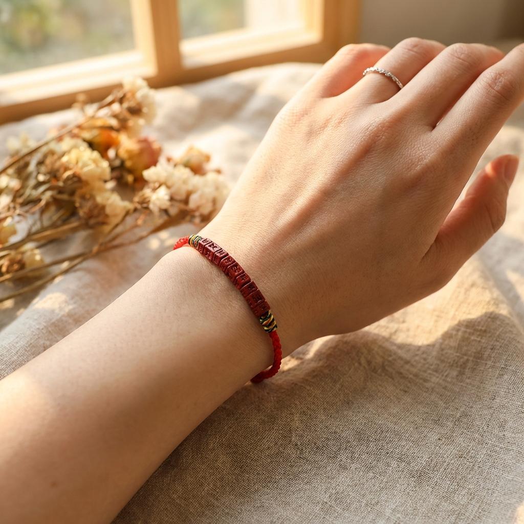 Lucky Traditional Feng Shui Destiny Red Thread Bracelet for Women Man Luck Buddhist Carved Bead Amulet Protection Jewelry
