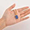 Trendy Stainless Steel Necklace for Men, Square Blue Natural Stone Pendant Necklace, Hip Hop Punk Jewelry Gifts