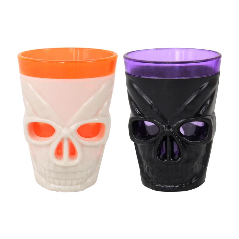 3Pcs LED Light Halloween Drinking Cup Skull Glowing Wine Water Cup for Halloween Party Decoration Home Bar Supplies Horror Props