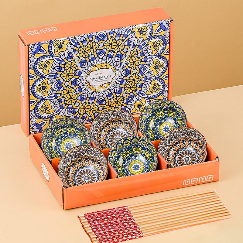 Elegant Bone China Bowl and Chopstick Set