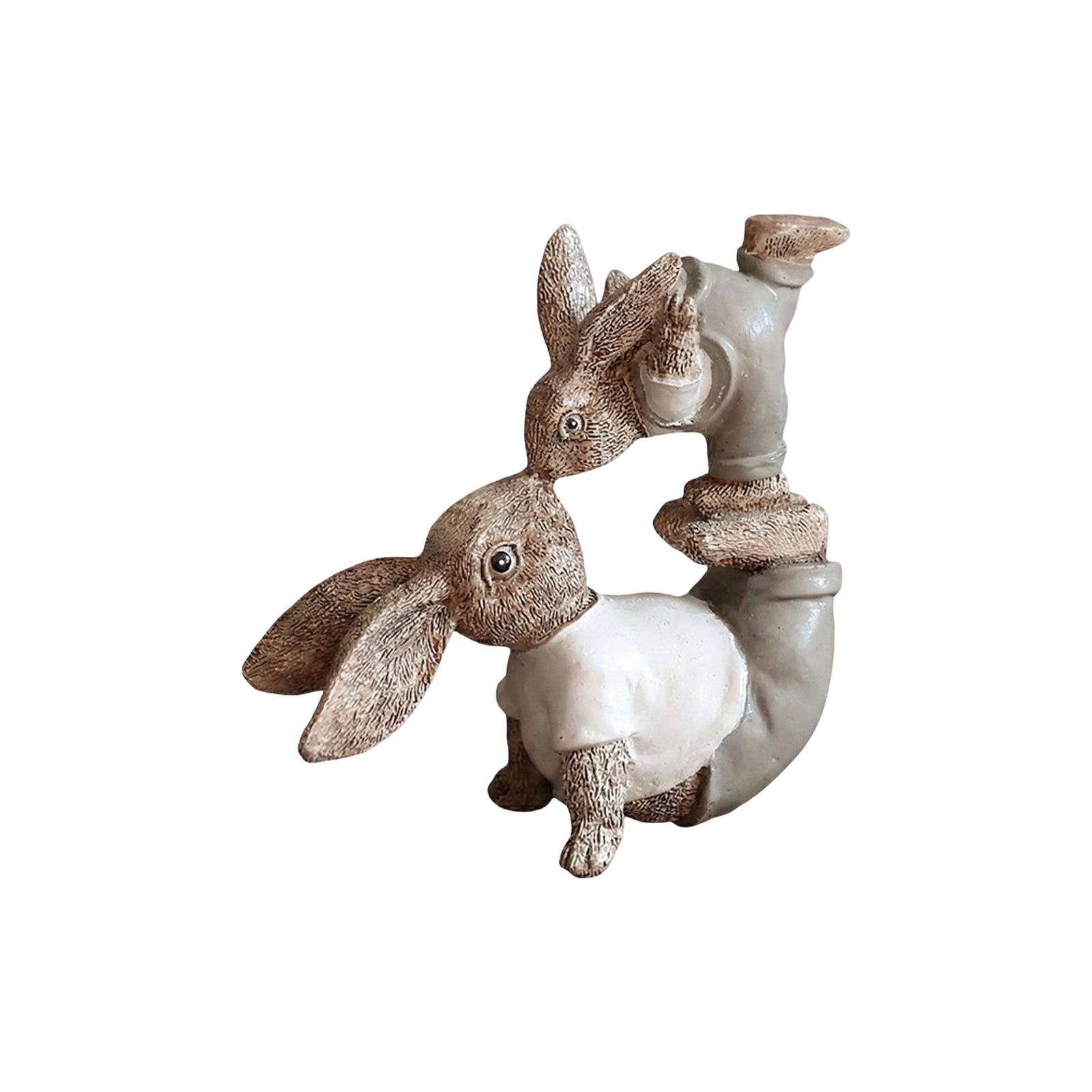 European- Creative Retro Resin Craft Easter Parent-child Bunny Figurine