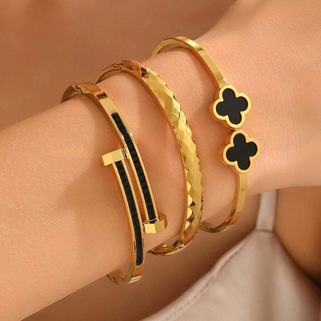 18K Gold Edelstahl Mode Armreifen - Europäischer & Amerikanischer Bestseller, Anlaufbeständiger Schmuck.