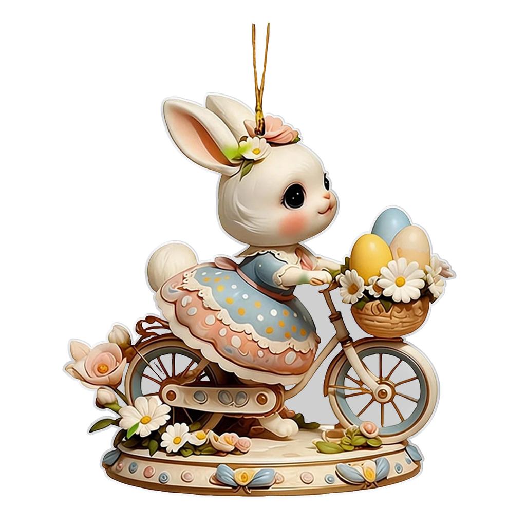 Easter Bunny Wall Decor 2D Flat Acrylic Bunny Egg Easter Pendant, Spring Rabbits And Egg Table Sign Decorations