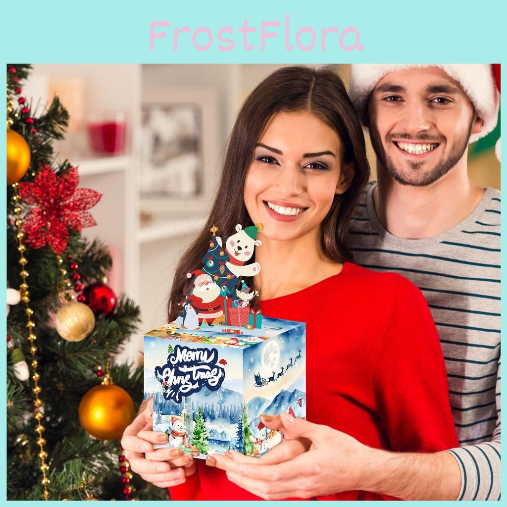 Snowy Blue Christmas Theme Party Gift Box With Paper Construction Events Prop