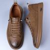 British Style Thick Soled Men's Genuine Leather Casual Shoes Outdoor Sports Hiking Shoes Wear-resistant Black Men's Oxford Shoes